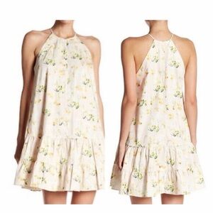 Rebecca Taylor Dress Firefly Ballet Floral Print Dress Shift Halter Peach